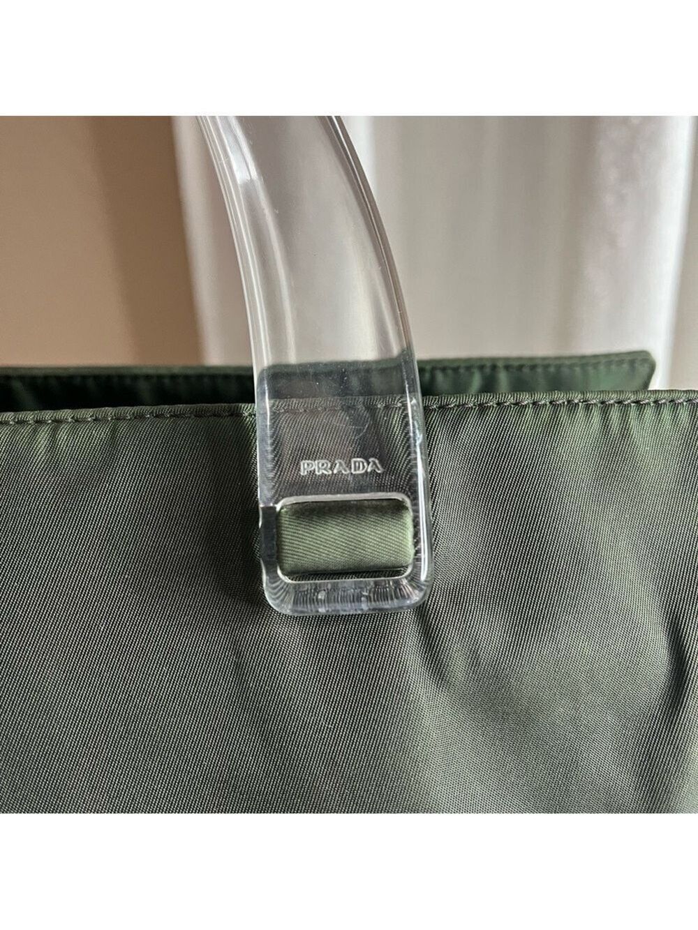 PRADA TESSUTO GREEN NYLON HANDBAG - Picture 3 of 11